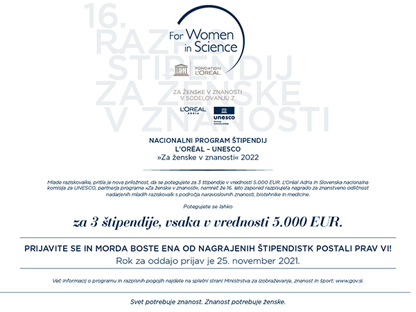 2021 loreal unesco ženske v znanosti november razpis